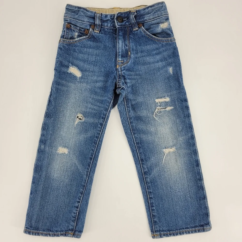 Gap Baby Toddler Jeans Distressed Straight Leg Denim Adjustable Waist Size 2T
